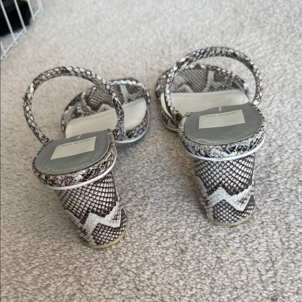 Dolce Vita Black and White Snake Print Heels - Picture 3 of 6
